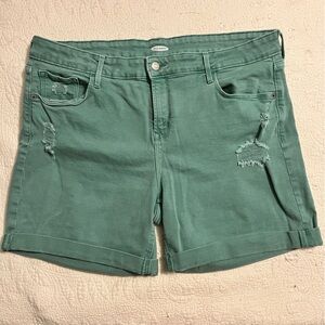 Stretchy colored denim shorts. Size 14